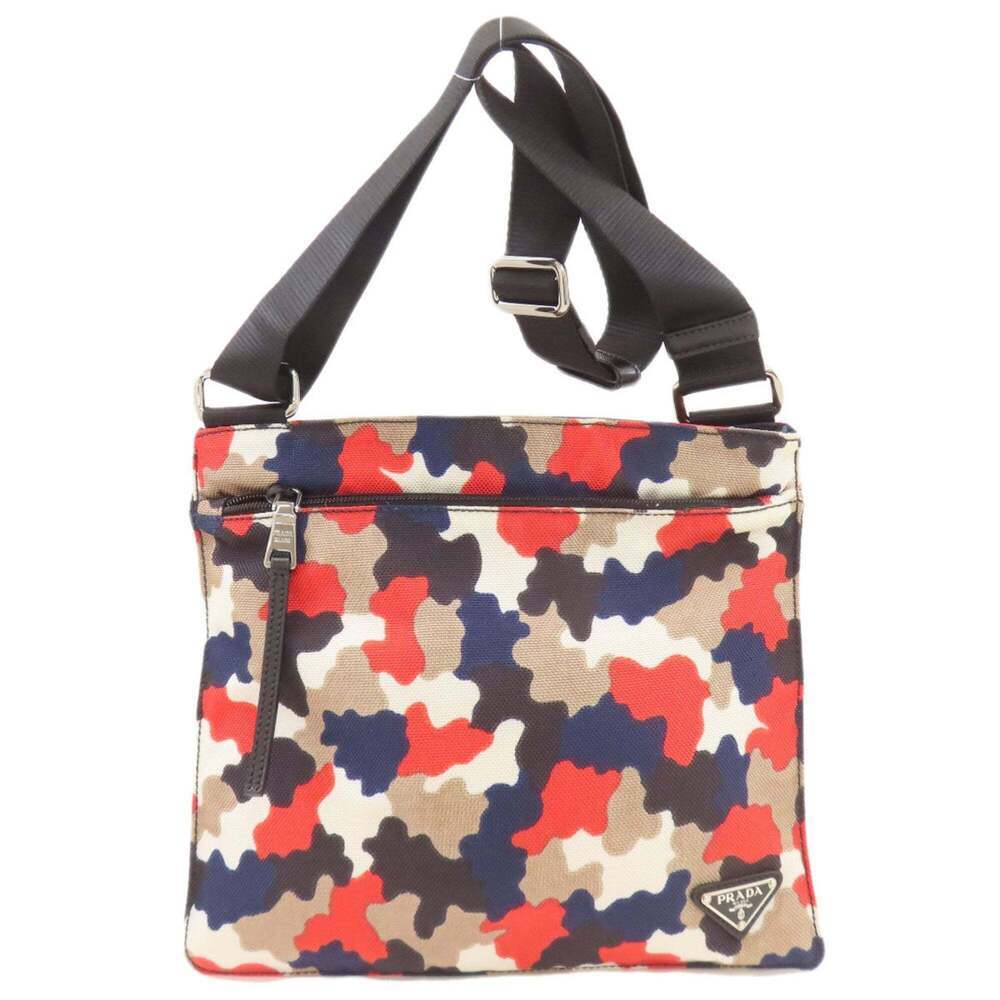 PRADA Cream Canvas Shoulder Bag